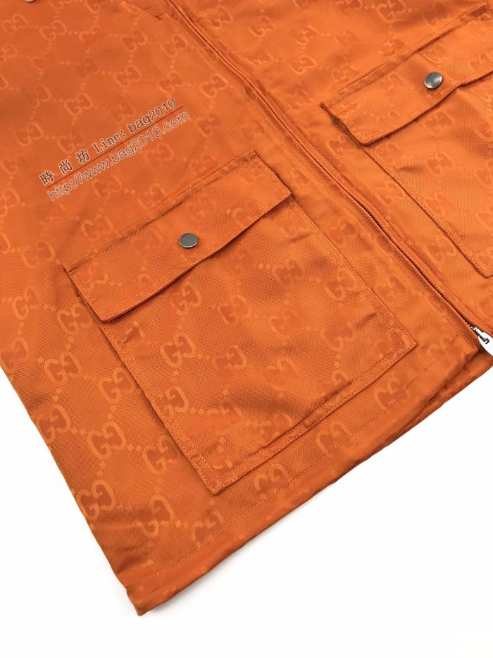 Gucci男裝 古奇2020最新爆款亮橘沙拉鏈外套  ydi3005